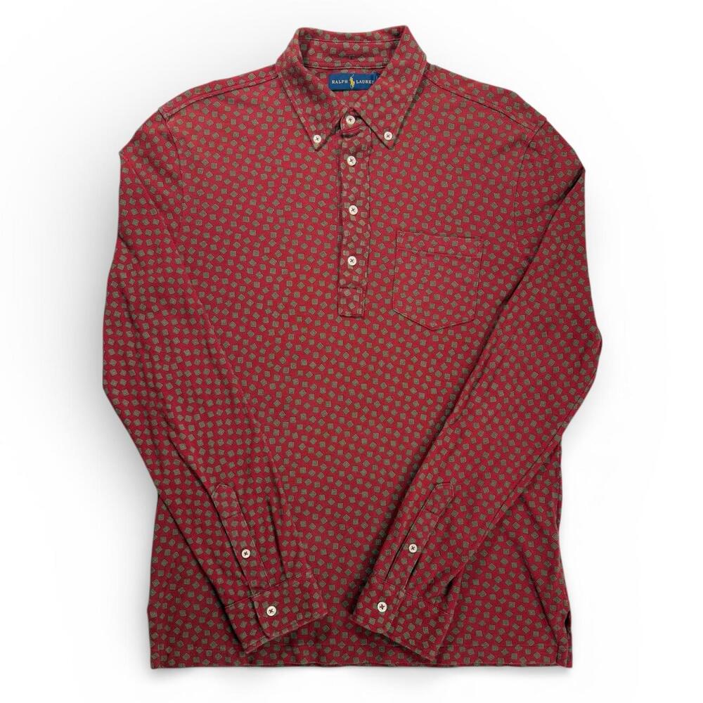 Vintage Ralph Lauren Long Sleeve Burgundy Button Down Shirt Size M - Picture 1 of 9